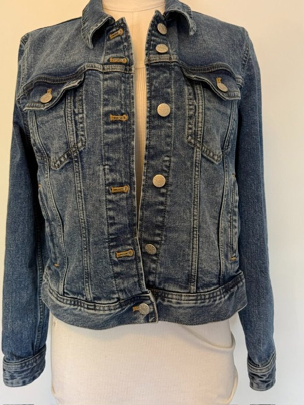 J Crew Denim Jacket Womens Medium Saddle Blue Cotton Trucker Jean Jacket